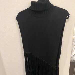 Sonoma Black Turtleneck Sweater with Fringe